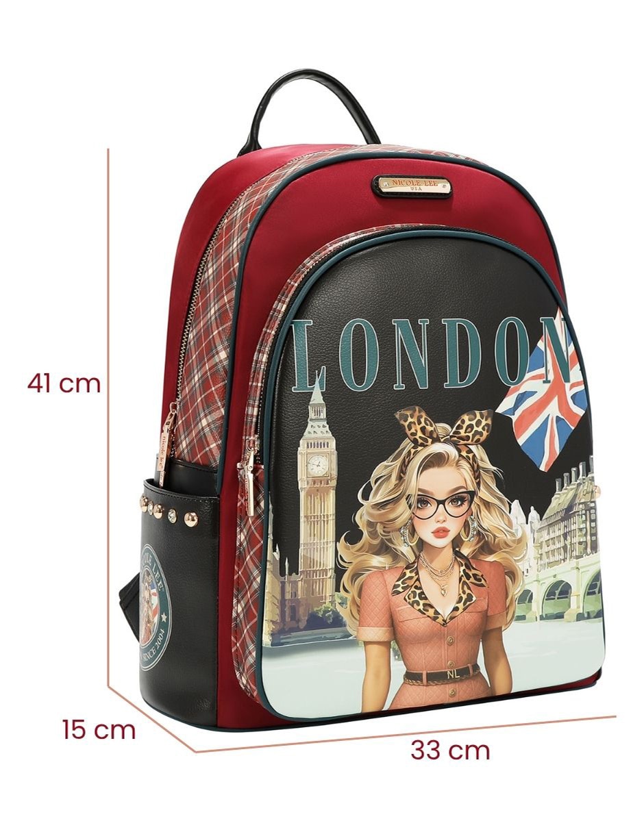 Mochila con portalaptop london eye impermeable para mujer 7