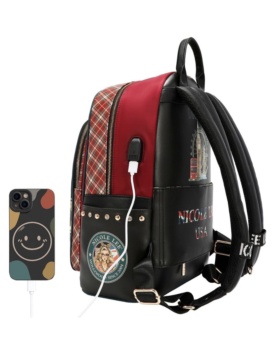 Mochila con portalaptop london eye impermeable para mujer 4