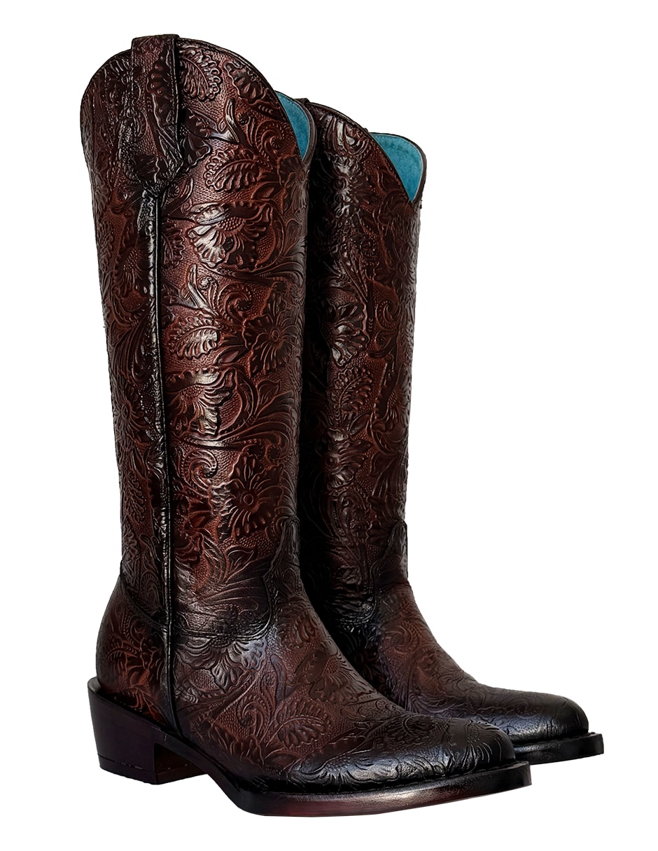 Bota Cowboy abajo de La rodilla vaquero de piel para mujer 7
