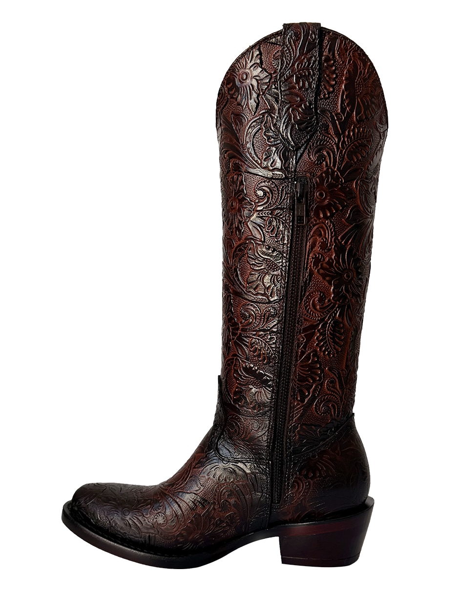 Bota Cowboy abajo de La rodilla vaquero de piel para mujer 4