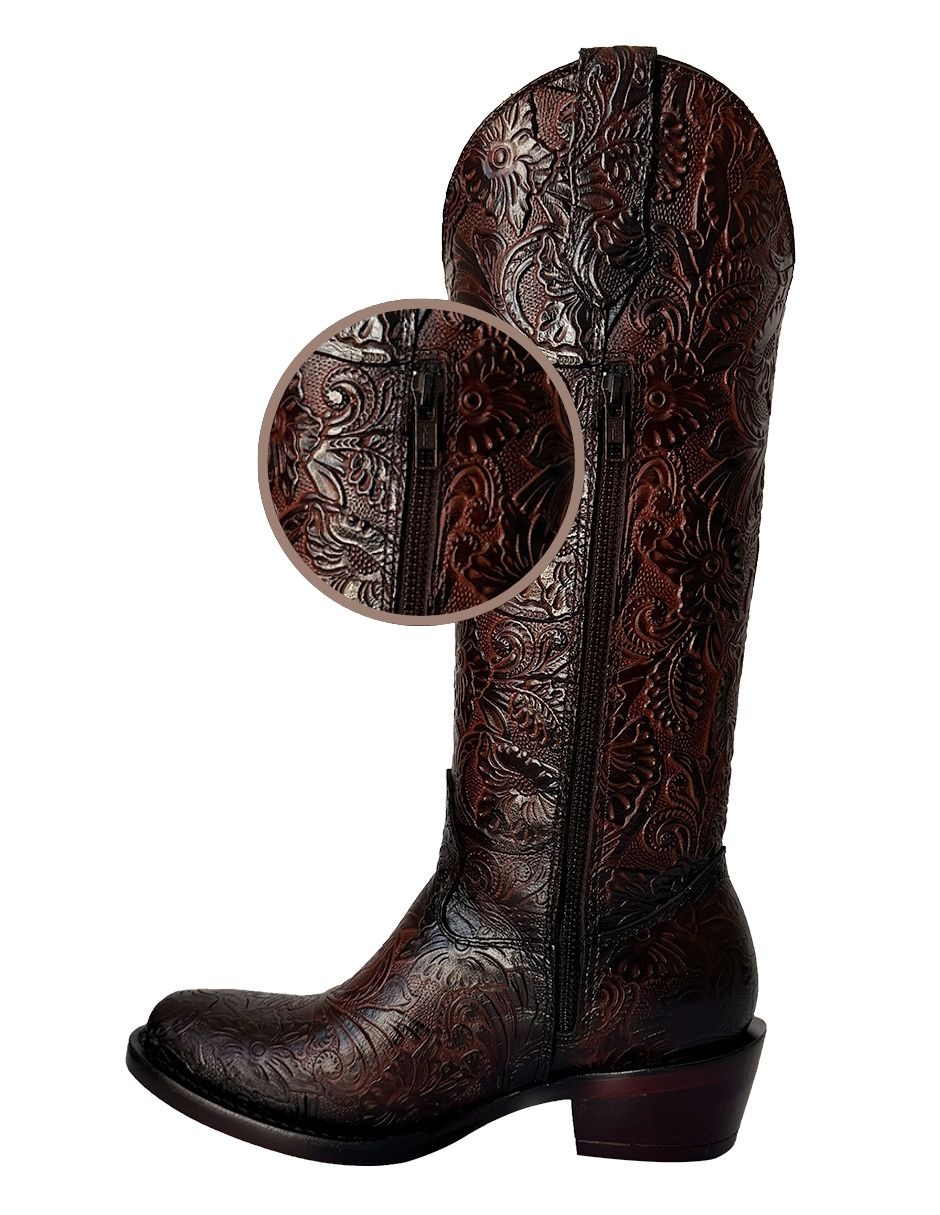 Bota Cowboy abajo de La rodilla vaquero de piel para mujer 6