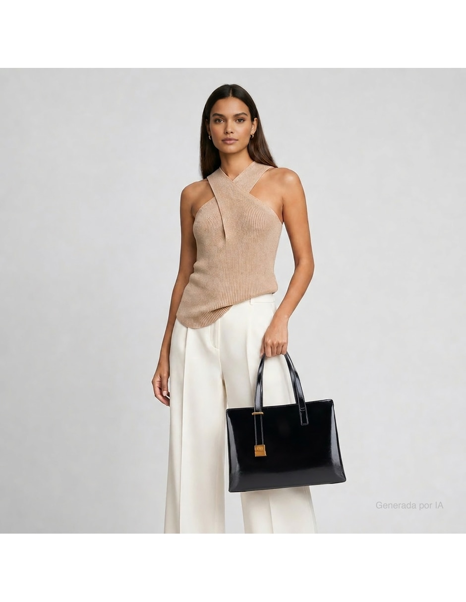 Bolsa satchel de piel para mujer