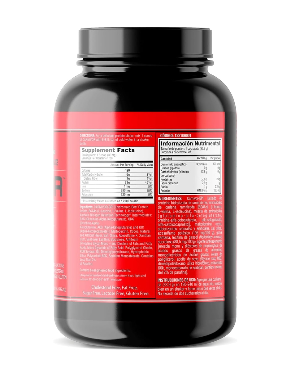 Proteina carnivor hydrolyzed isolate 2.09 lb - chocolate con proteína sabor chocolate 3