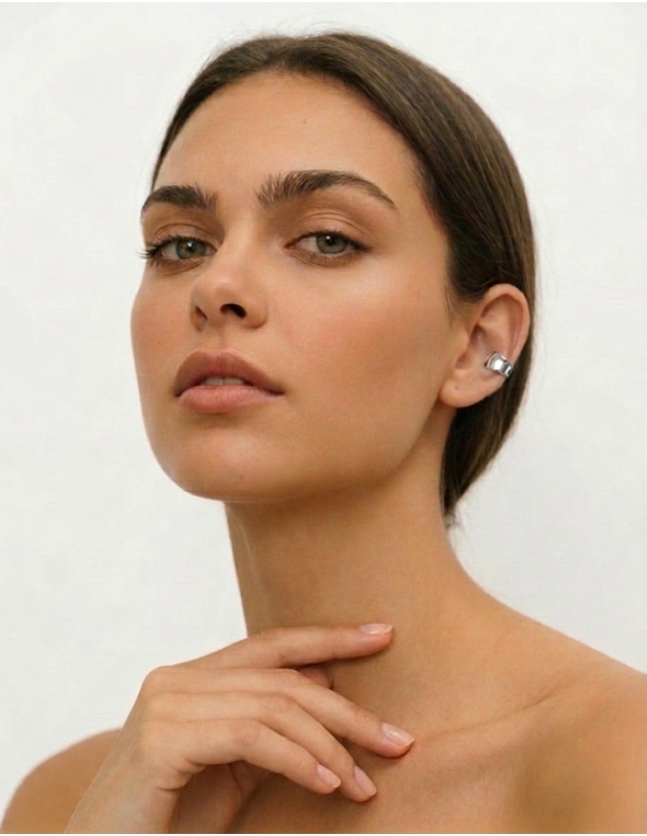 Ear Cuff de brillo de plata P 925 con acabado mate