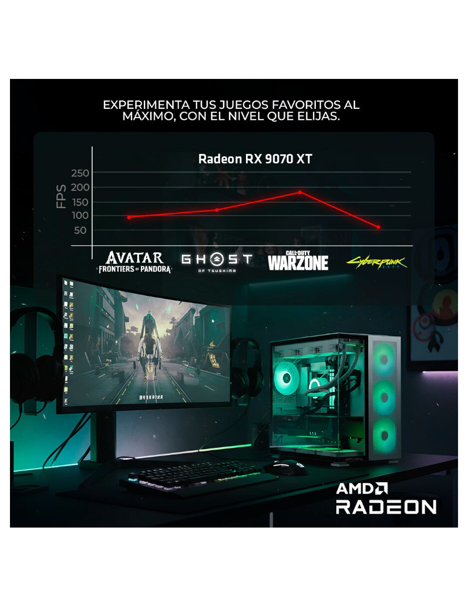 Computadora gamer 31.5 pulgadas Full HD AMD Ryzen 9 AMD Radeon RX 9070 XT 16 GB RAM 1 TB 9