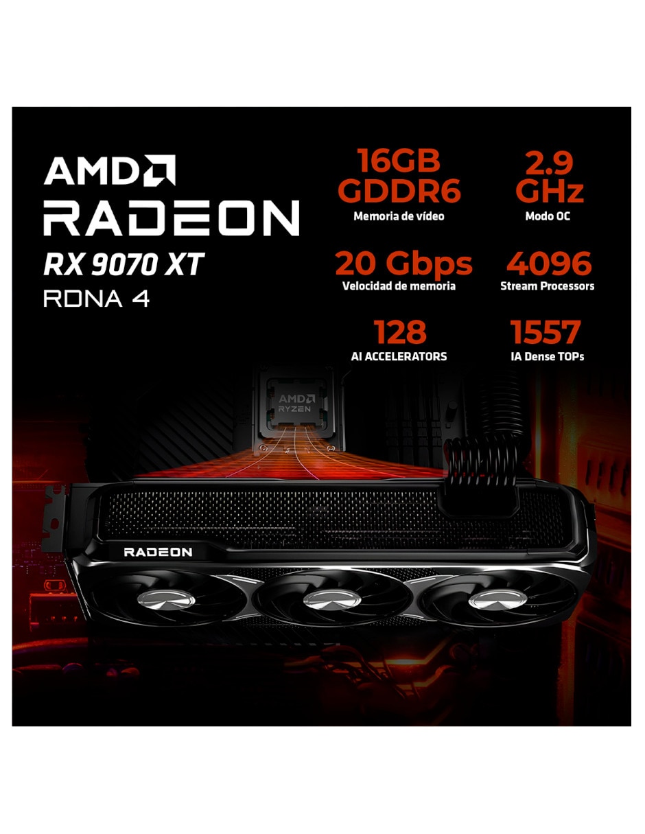 Computadora gamer AMD Ryzen 9 AMD Radeon RX 9070 XT 16 GB RAM 1 TB
