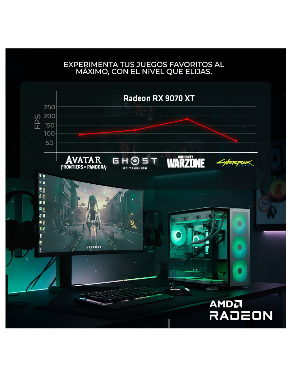 Computadora gamer AMD Ryzen 9 AMD Radeon RX 9070 XT 16 GB RAM 1 TB 7