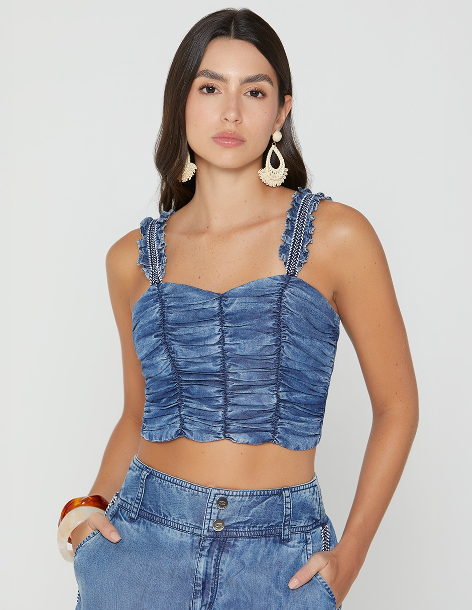 Top Studio F cuello con escote corazón tirante ancho