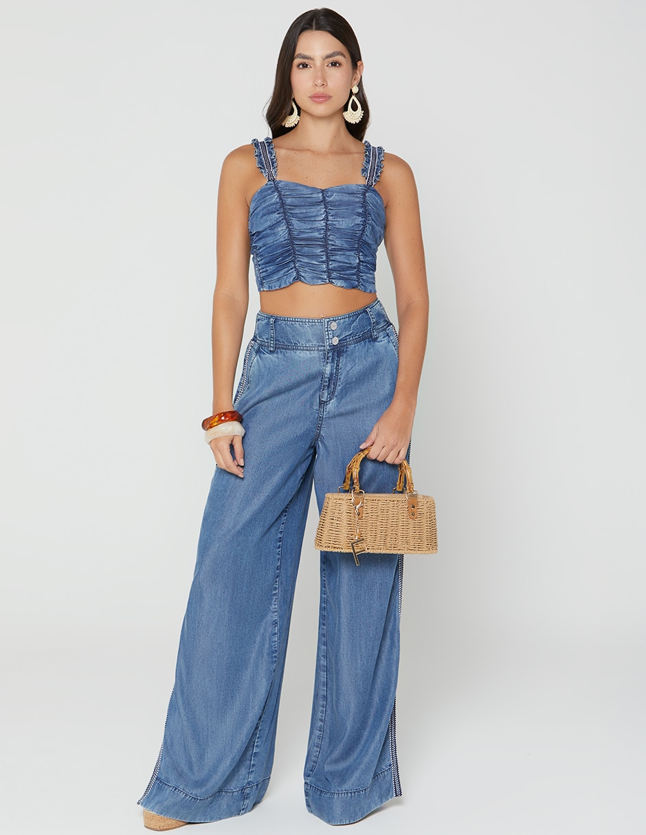 Top Studio F cuello con escote corazón tirante ancho