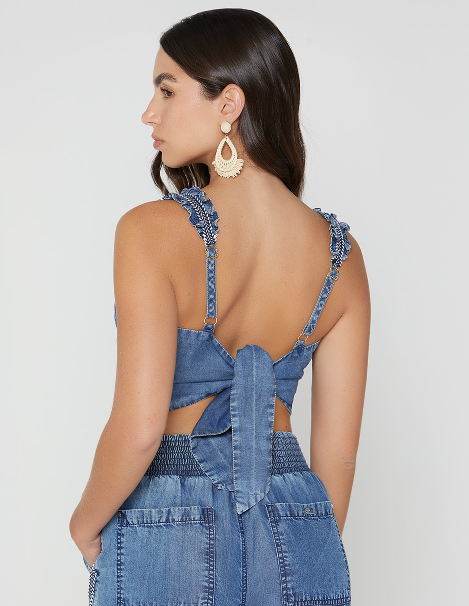 Top Studio F cuello con escote corazón tirante ancho