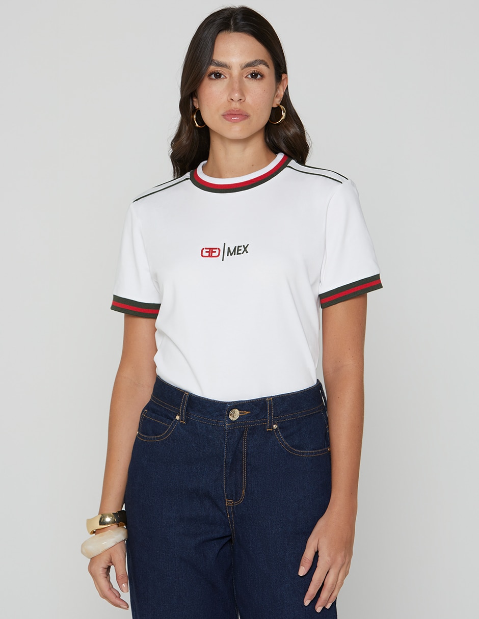 Playera manga corta México cuello redondo mujer