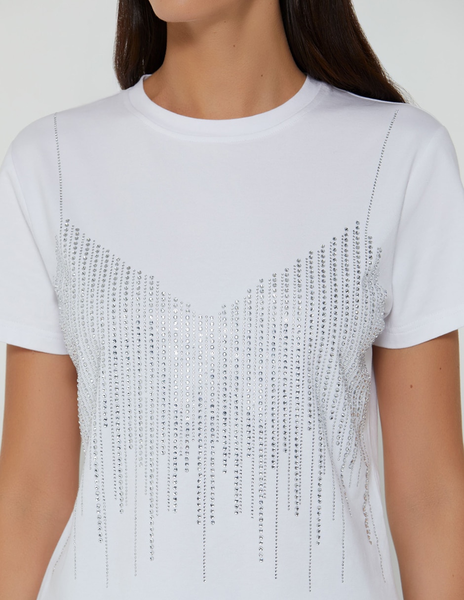 Playera manga corta Denim Stereo cuello redondo mujer 3