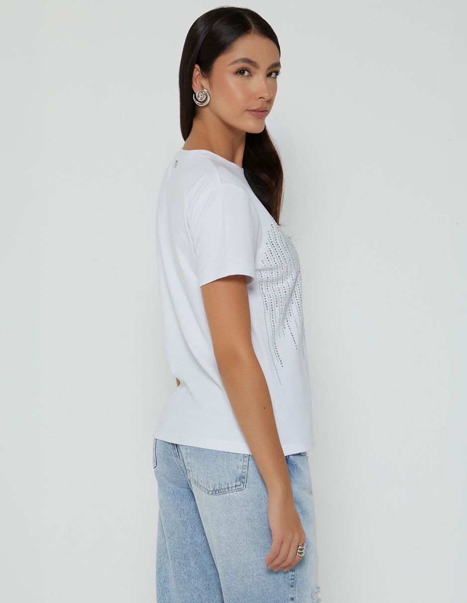 Playera manga corta Denim Stereo cuello redondo mujer 4