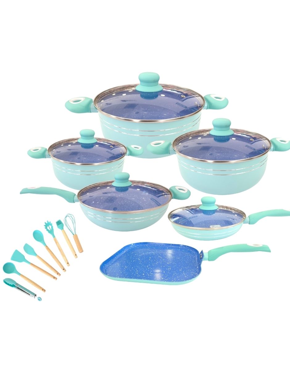 Batería de cocina Yessica de aluminio antiadherente Cerámica 19 piezas