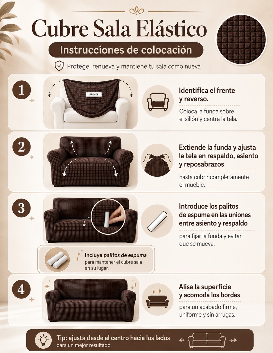 Funda sillón Antideslizante 3 piezas Carla Depot