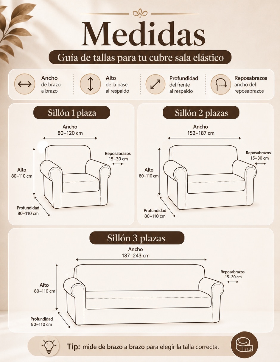 Funda sillón Antideslizante 3 piezas Carla Depot