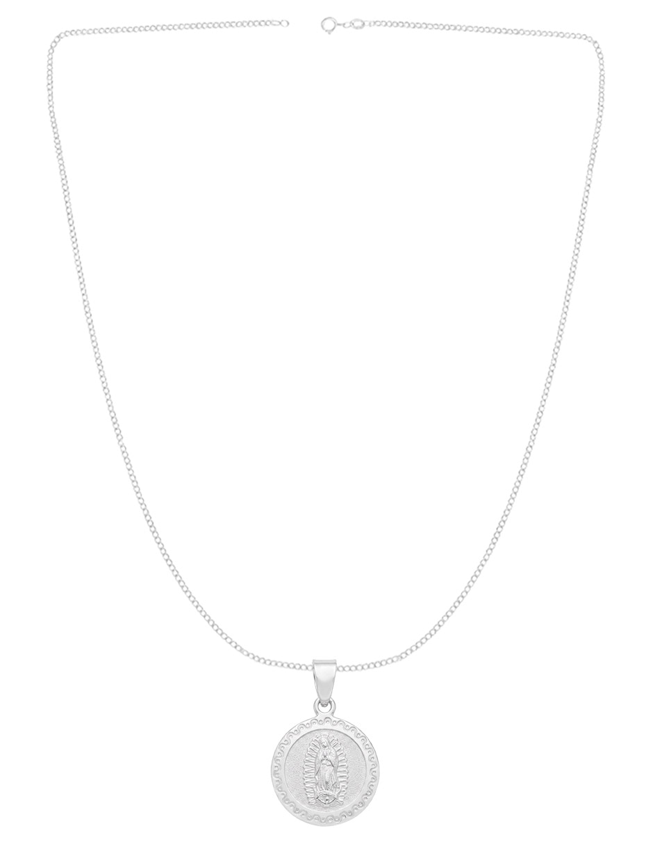 Collar con dije de cadena religiosa de plata