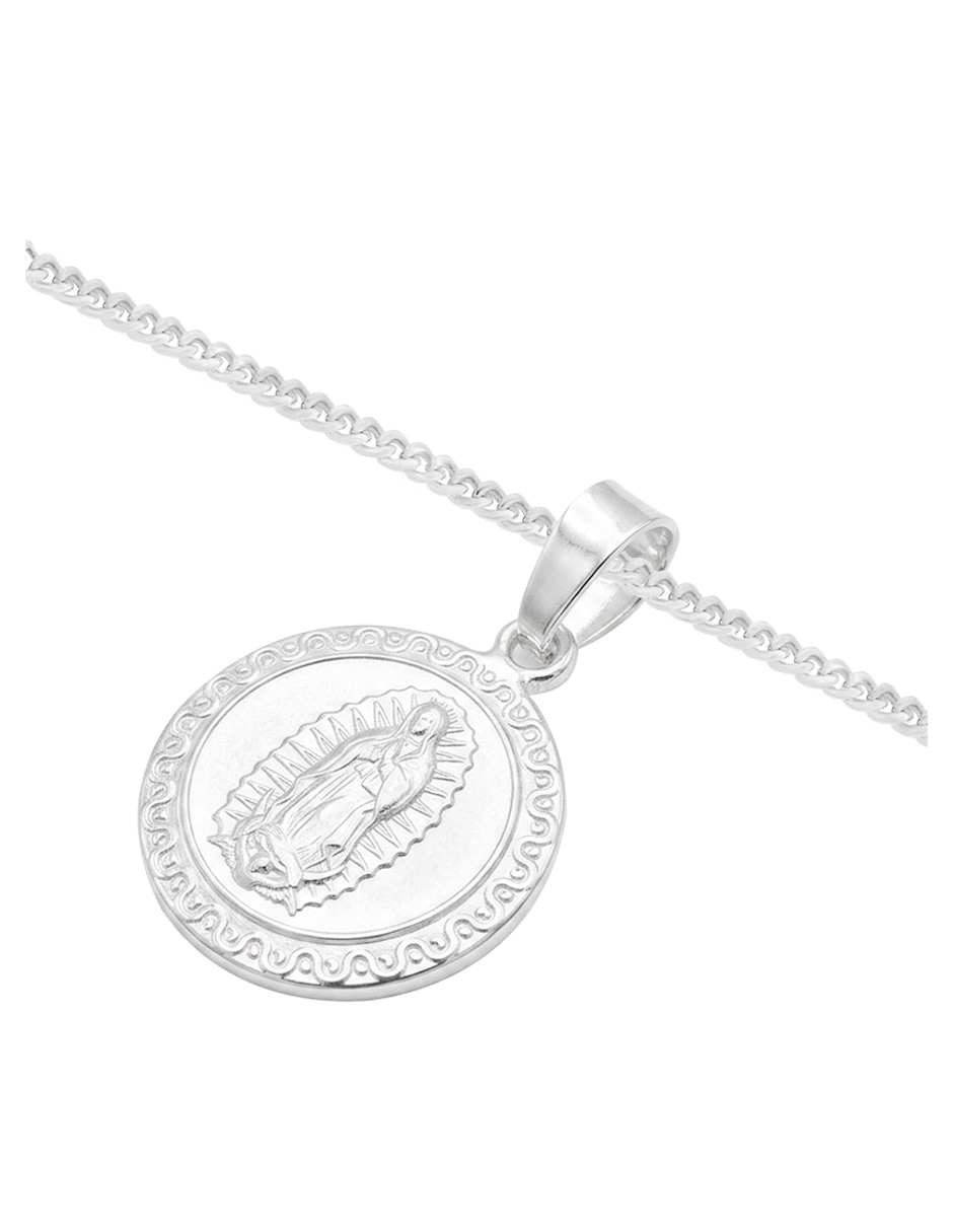 Collar con dije de cadena religiosa de plata 5