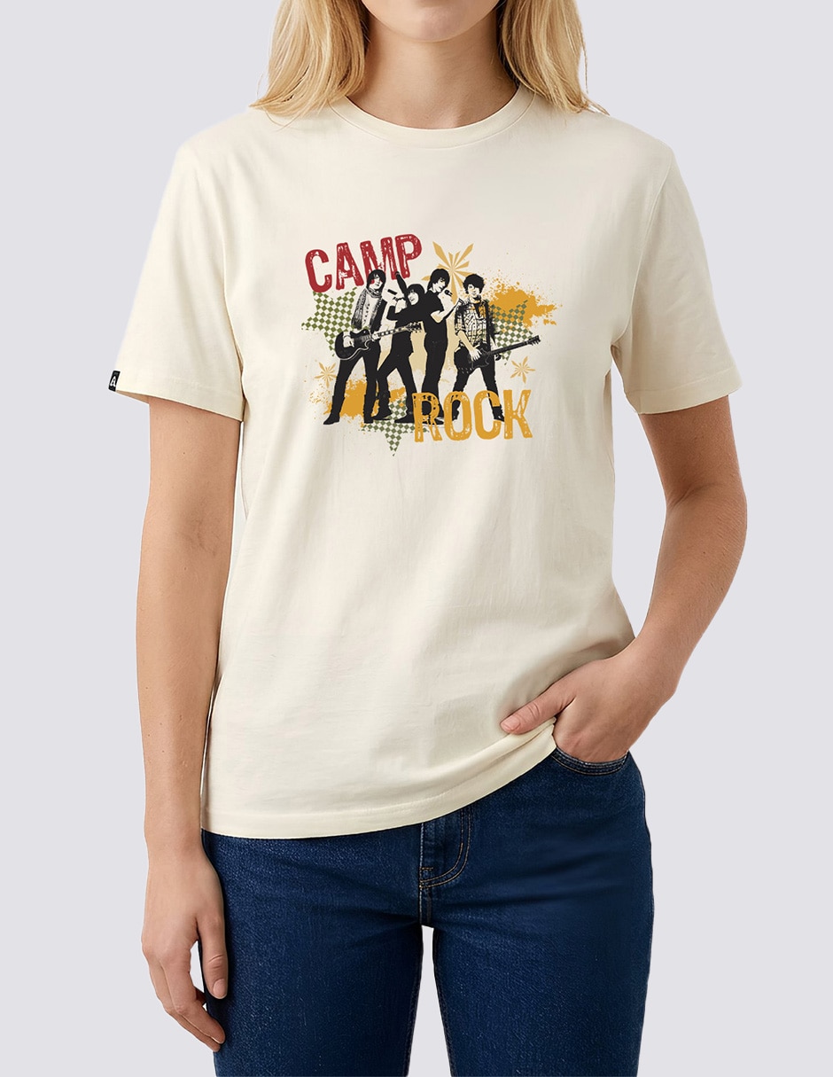 Playera manga corta Camp Rock Band cuello redondo mujer 3