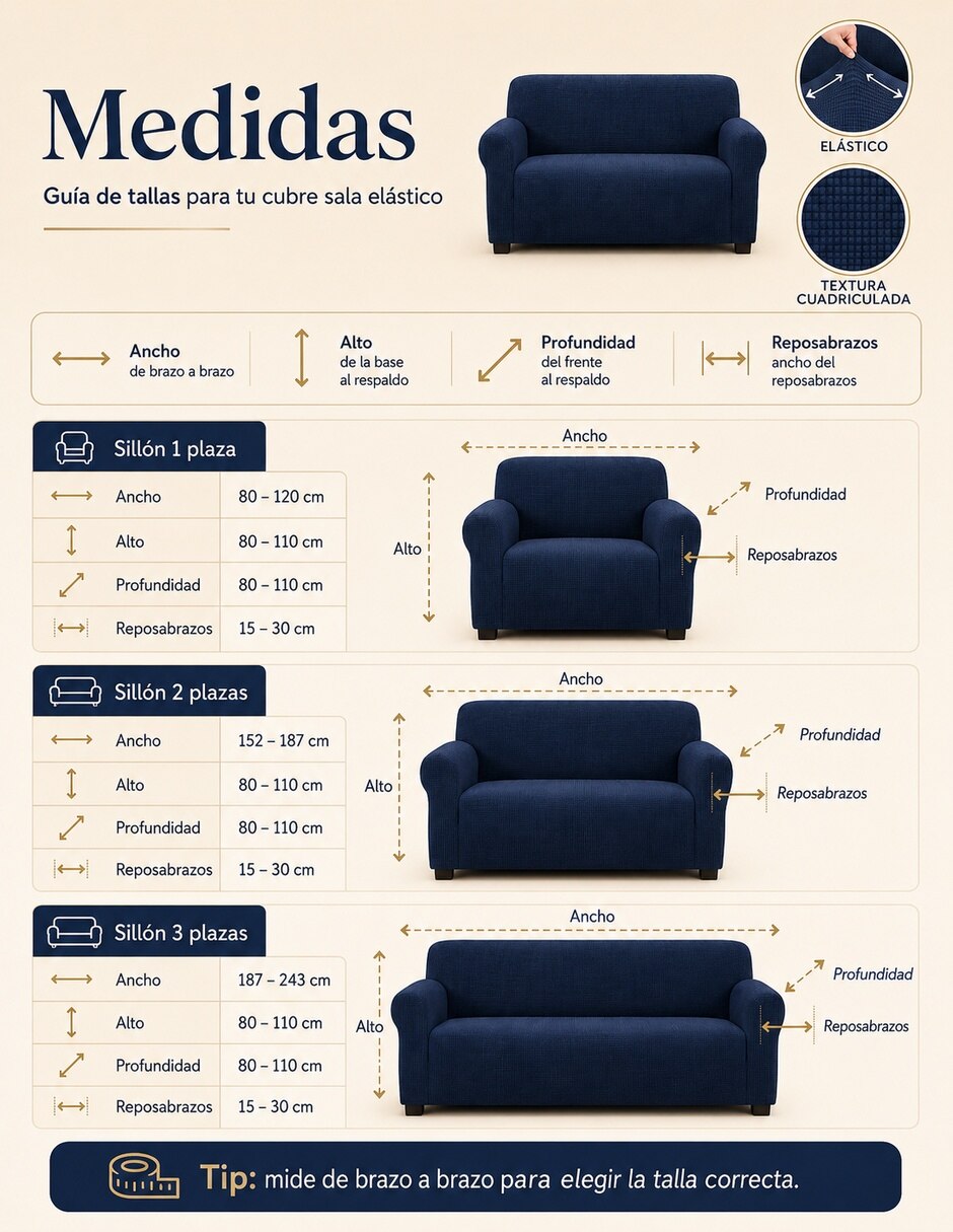 Funda sillón antideslizante 3 piezas 5