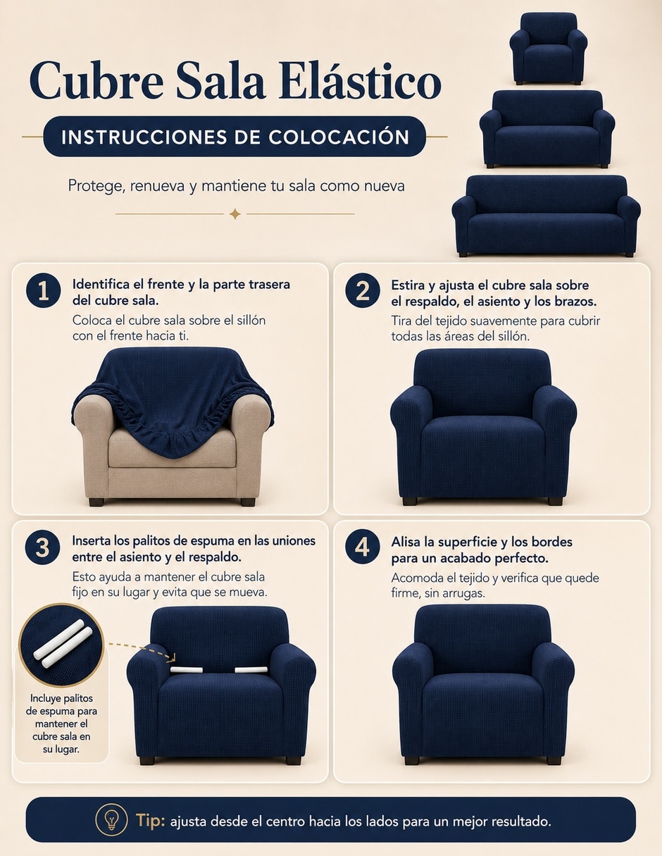 Funda sillón antideslizante 3 piezas 2