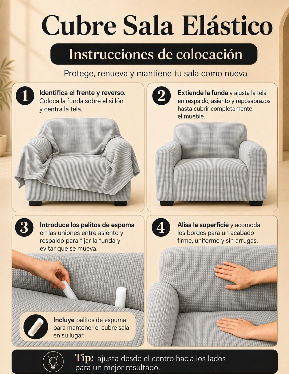 Funda sillón antideslizante 3 piezas Carla Depot