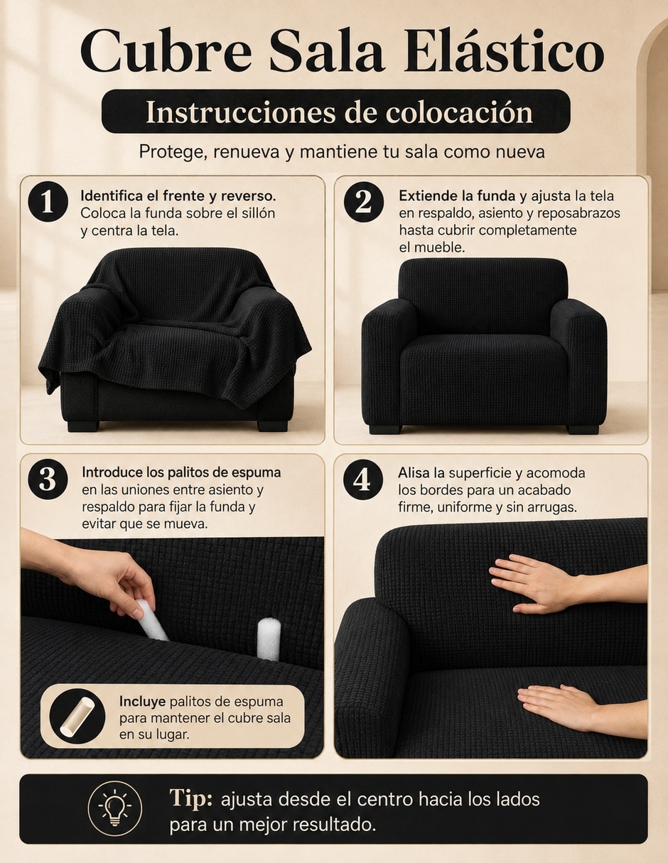 Funda sillón antideslizante 3 piezas Carla Depot