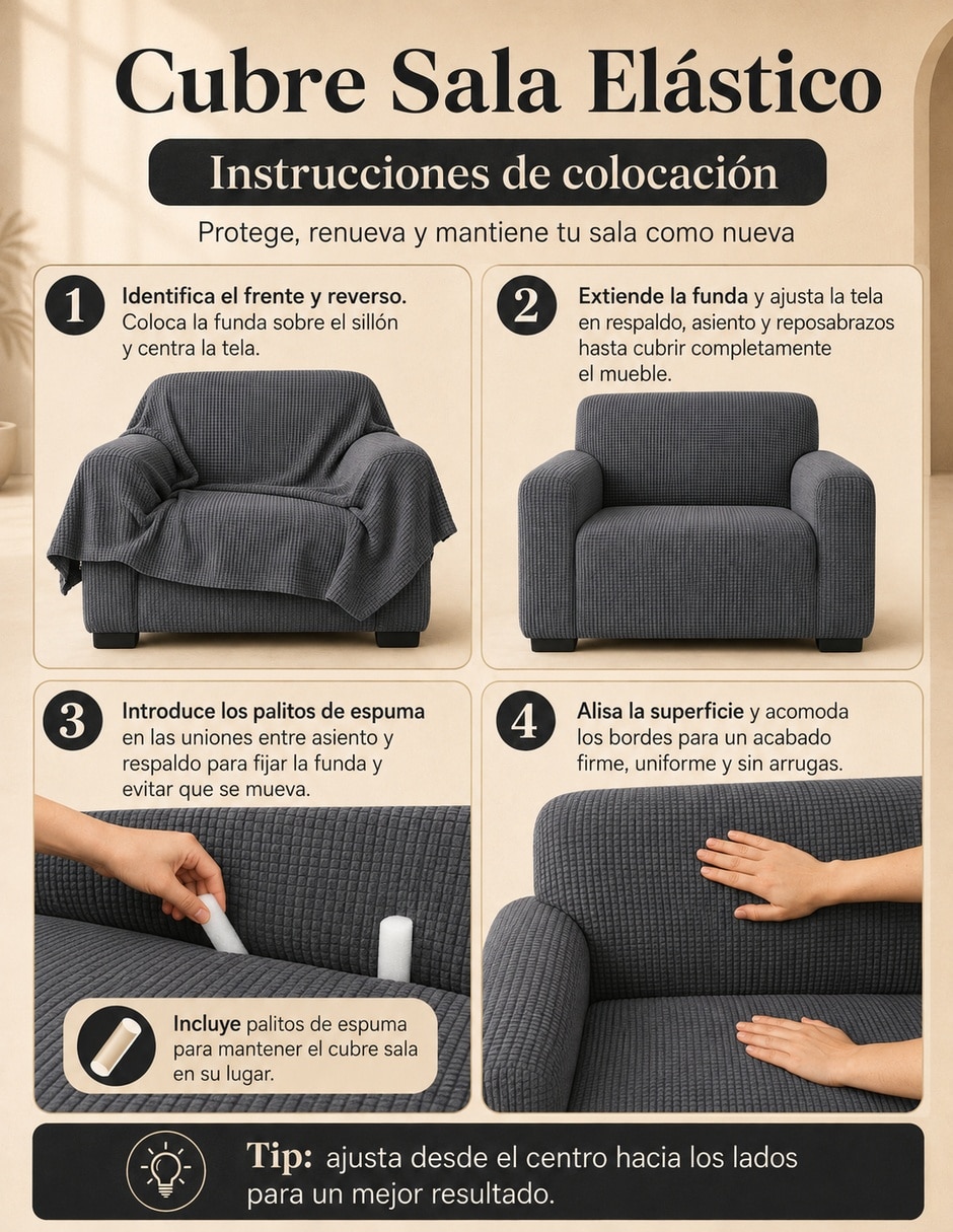 Funda sillón antideslizante 3 piezas Carla Depot