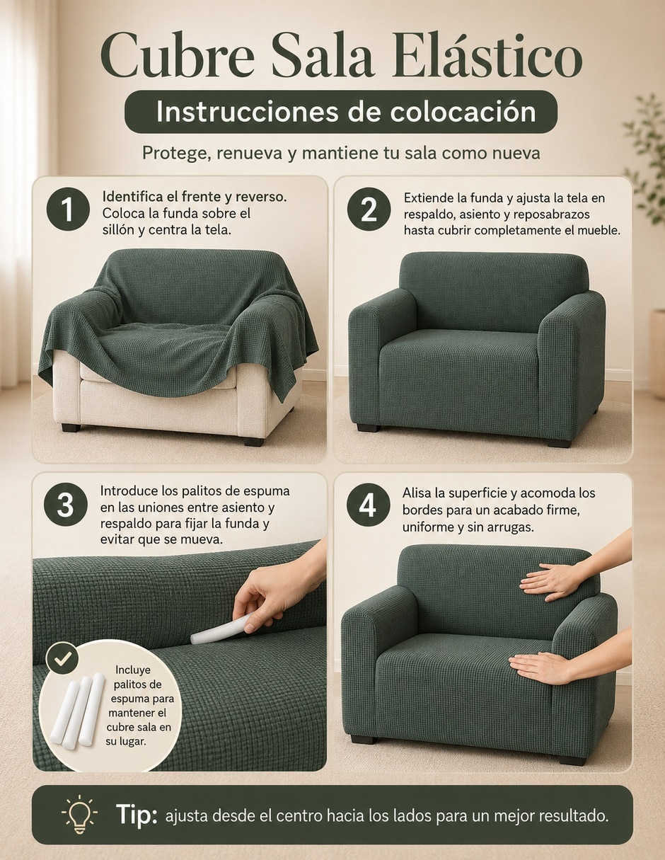 Funda sillón antideslizante 3 piezas 3