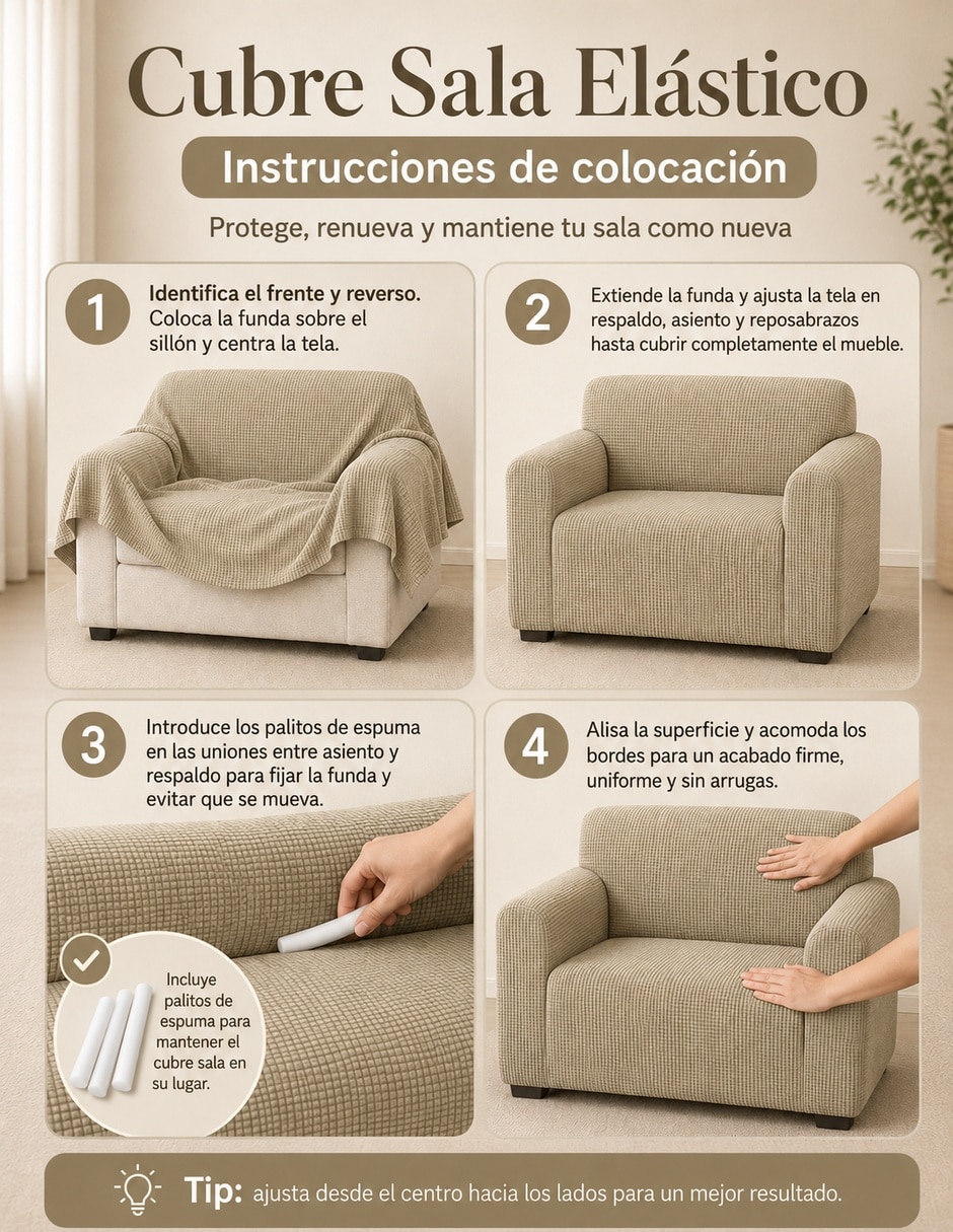 Funda sillón antideslizante 3 piezas Carla Depot