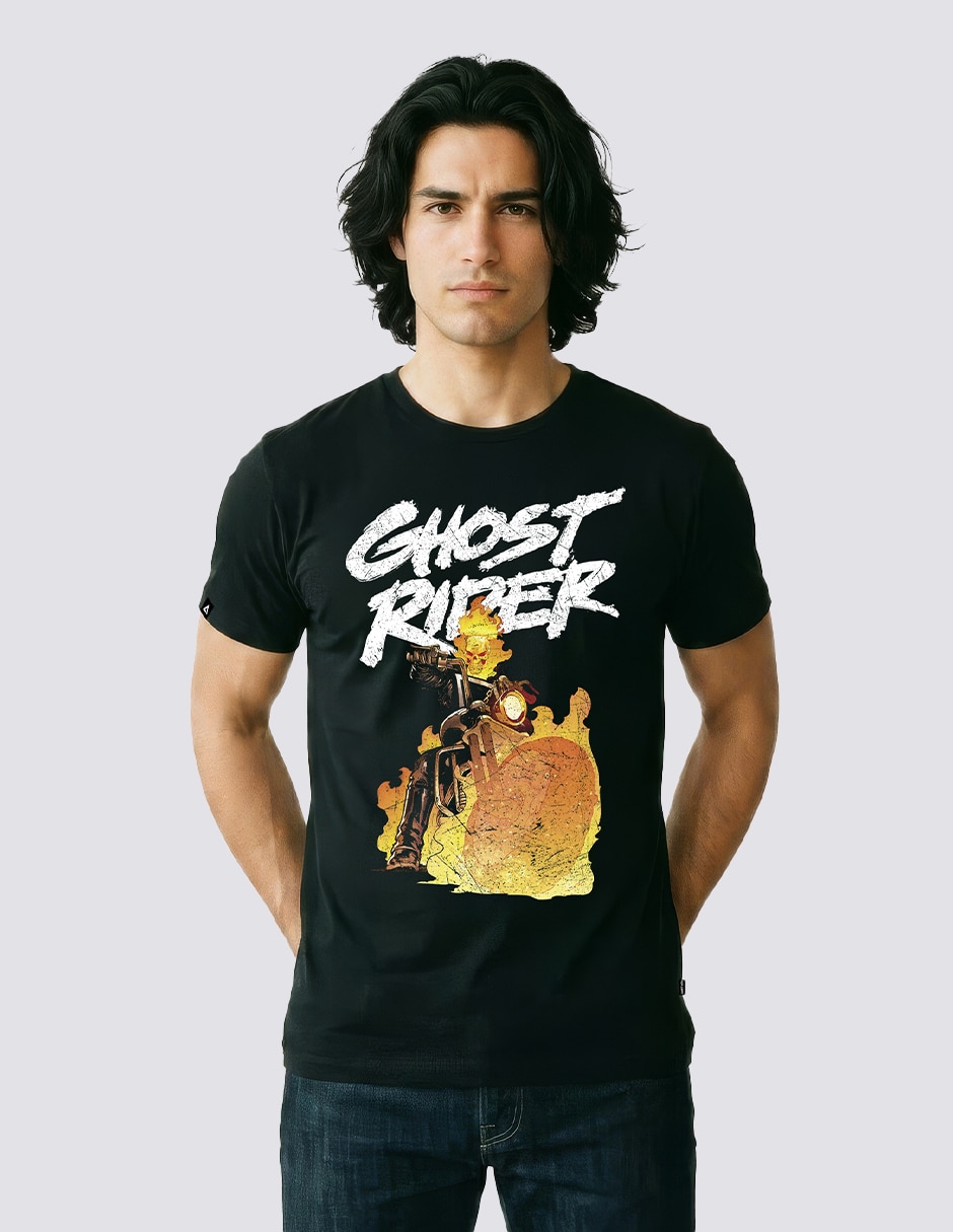 Playera Ghost Rider Fire cuello redondo para hombre Playera Ghost Rider Fire cuello redondo para hombre