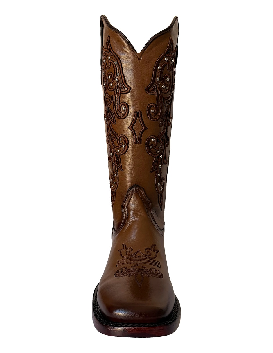Bota Cowboy media pierna vaquero de piel para mujer 2