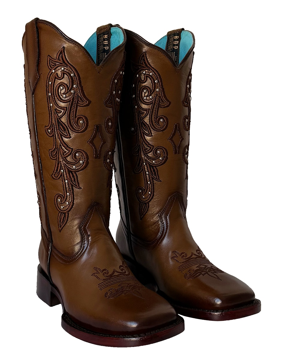 Bota Cowboy media pierna vaquero de piel para mujer 5