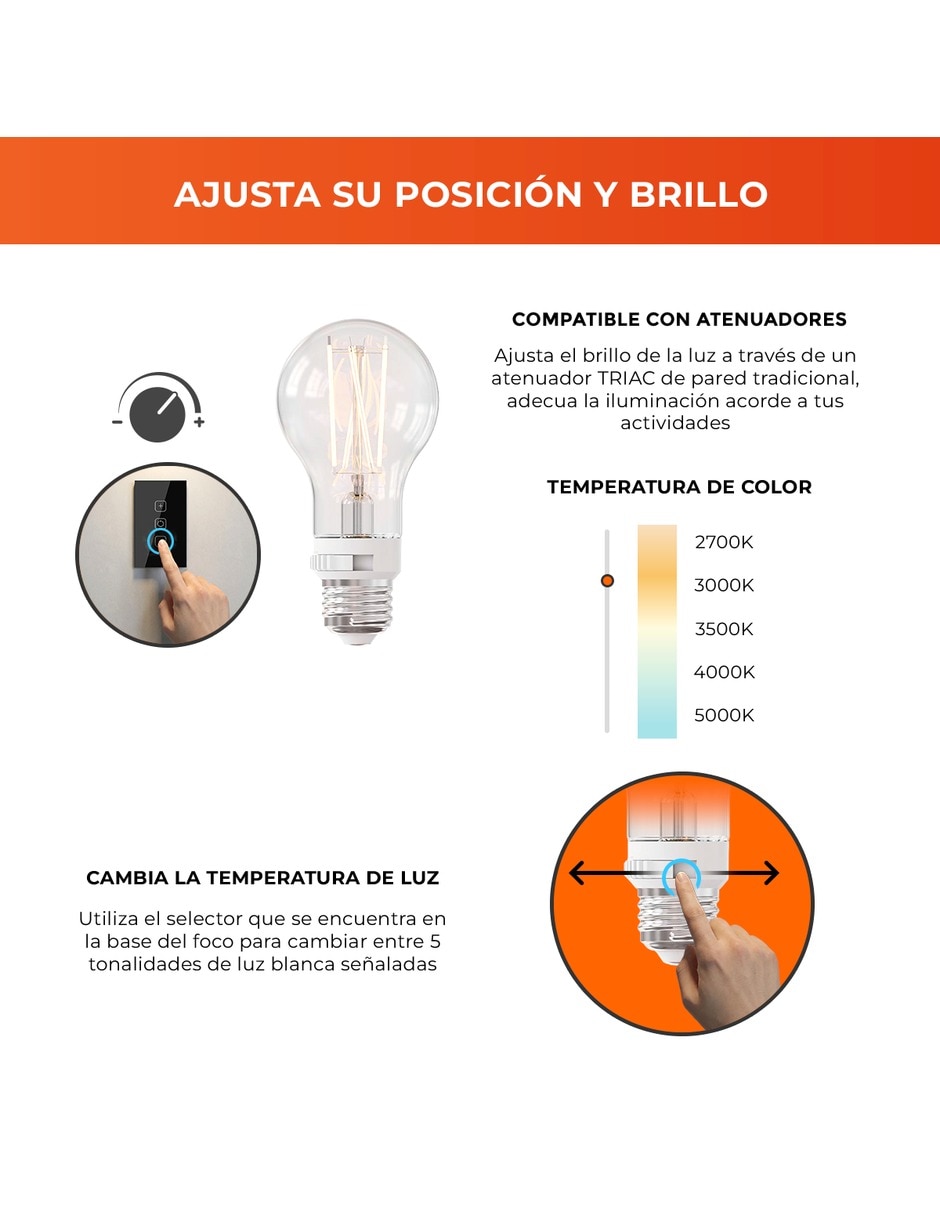 Foco LED 75 W de consumo 7 W de iluminación 1000 lm lúmenes 2