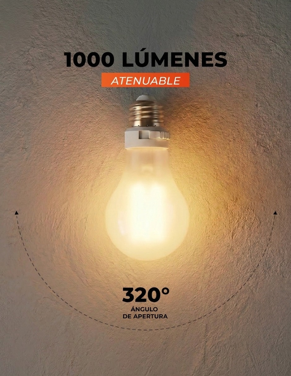 Foco LED 75 W de consumo 7 W de iluminación 1000 lm lúmenes 6