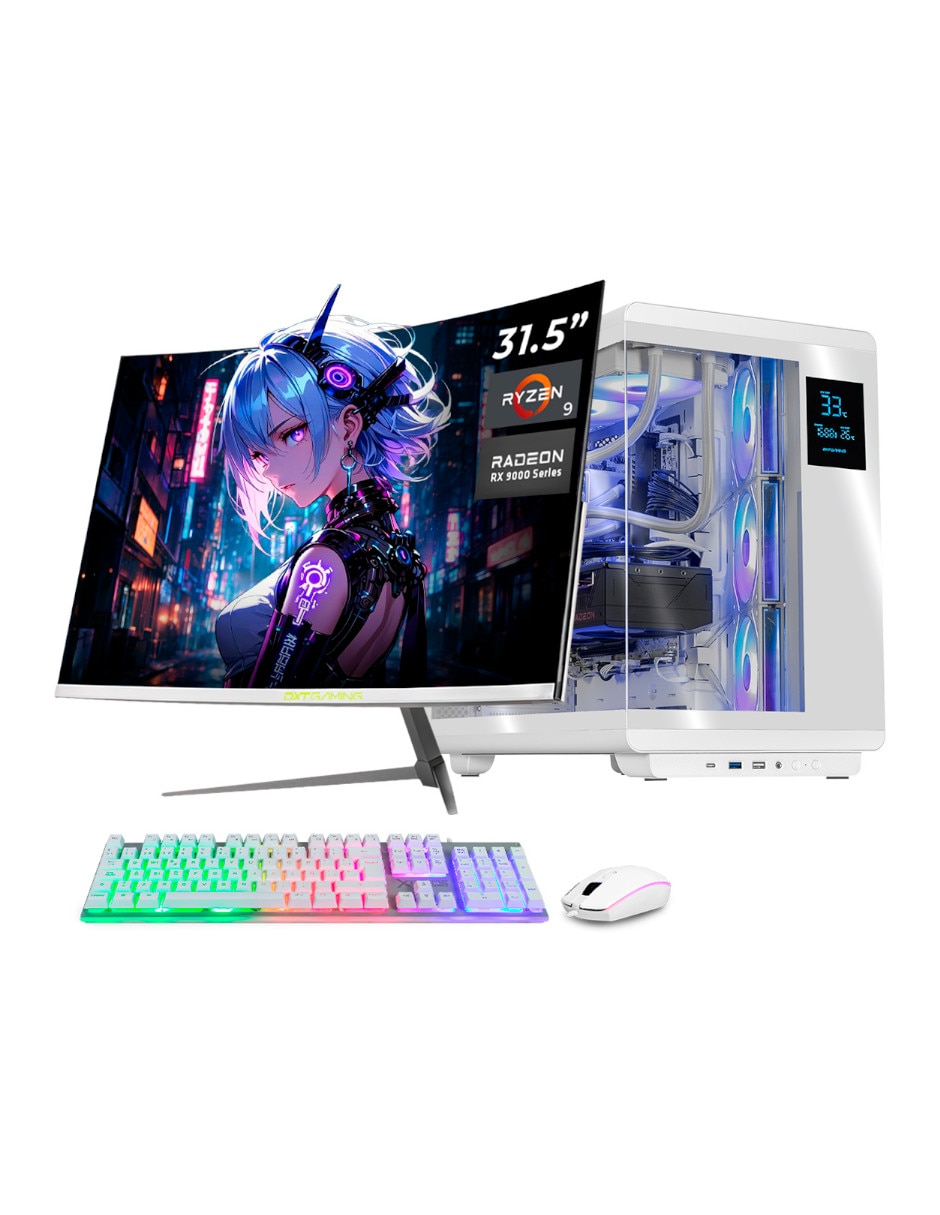 Computadora gamer 31.5 pulgadas Full HD AMD Ryzen 9 AMD Radeon RX 9070 XT 16 GB RAM 1 TB
