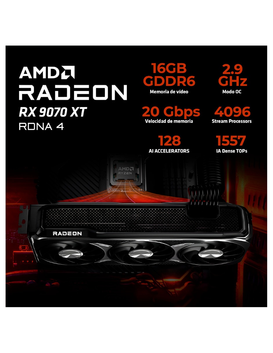 Computadora gamer 31.5 pulgadas Full HD AMD Ryzen 9 AMD Radeon RX 9070 XT 16 GB RAM 1 TB
