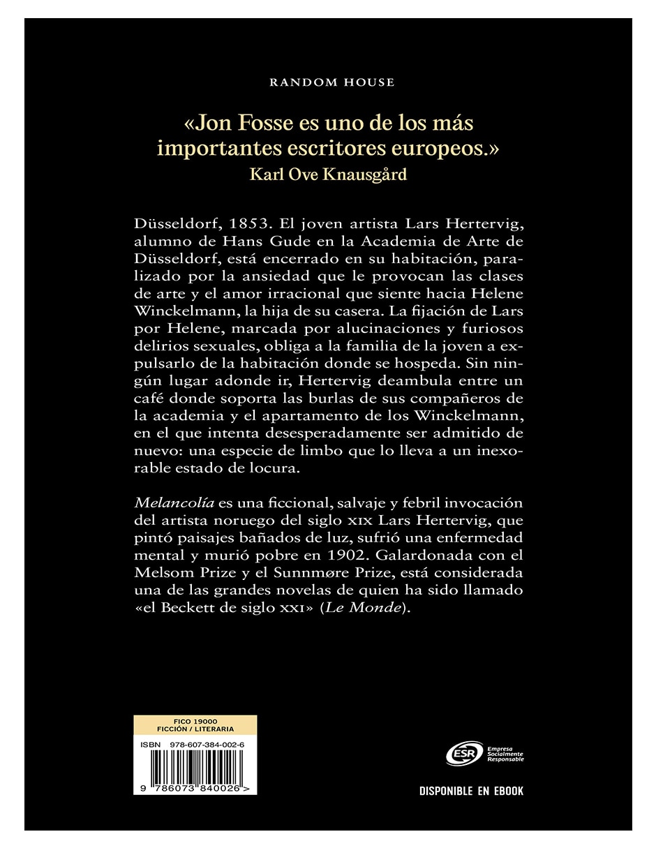 Libro Melancolia de Jon Fosse 3