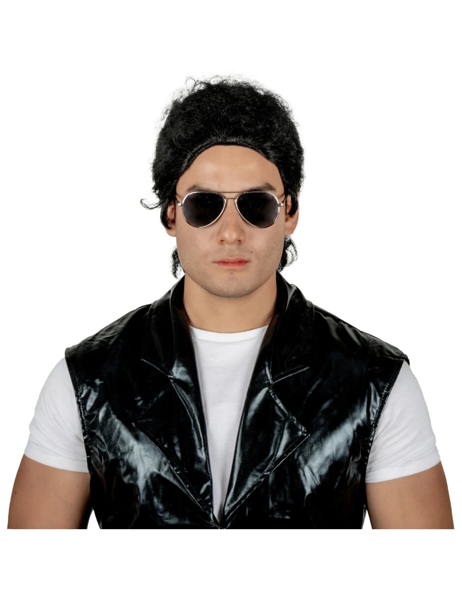 Peluca para disfraz de Rey del Pop Deluxe