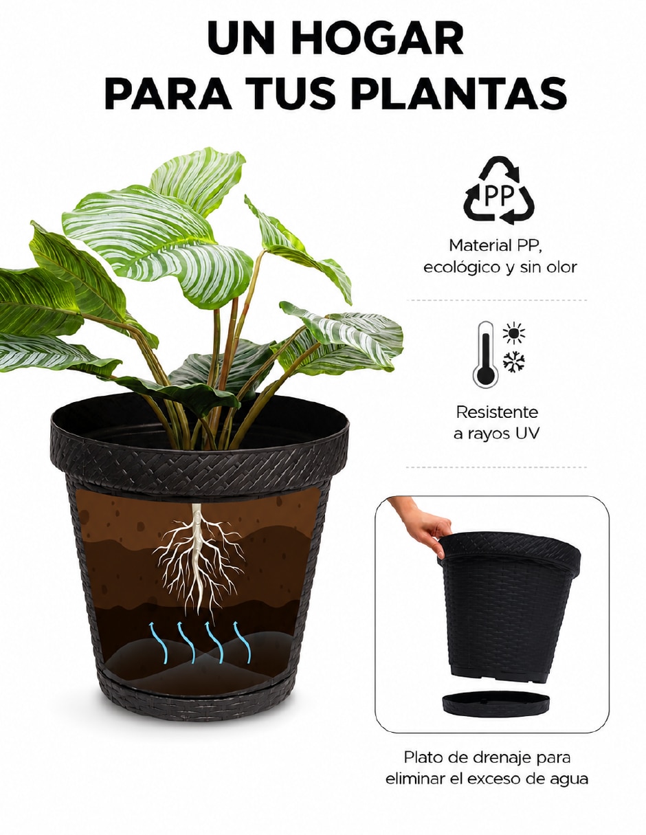 Set maceta de plástico con sistema automático de riego 4
