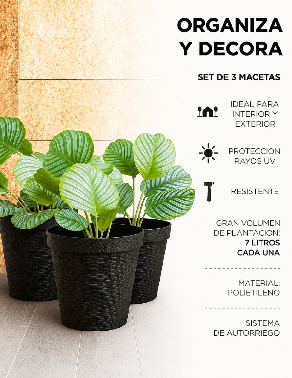 Set maceta de plástico con sistema automático de riego 3