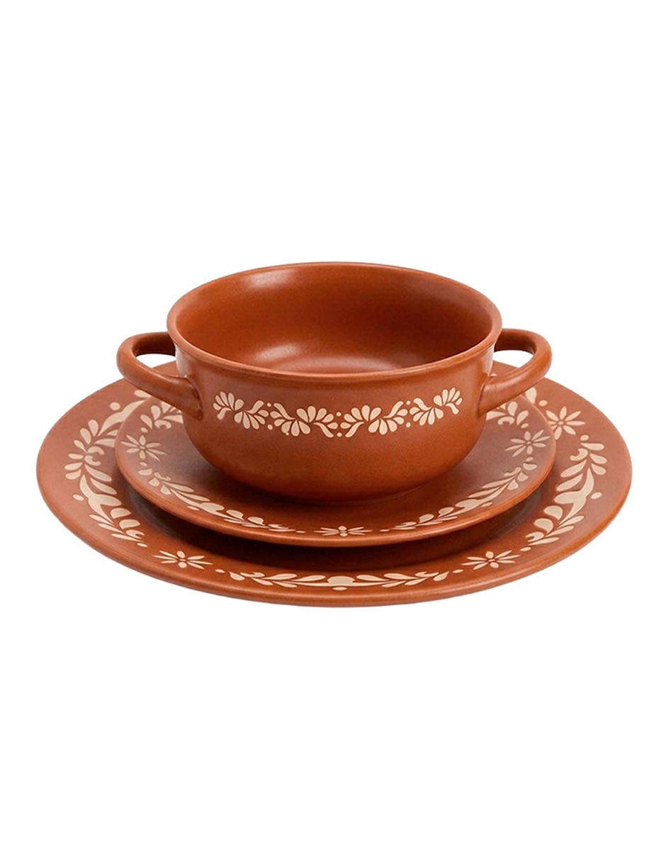 Vajilla flor de cerámica para 4 personas