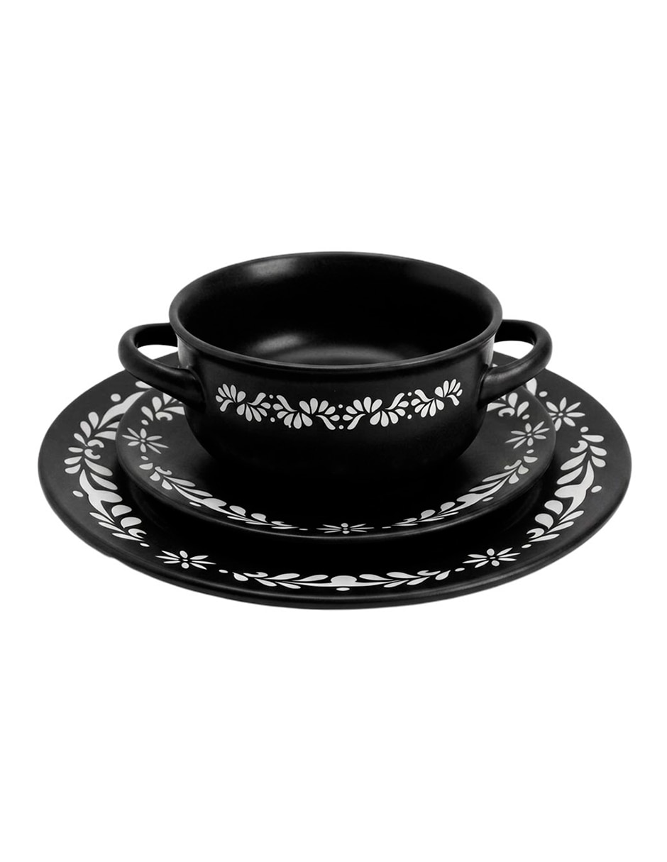 Vajilla flor de cerámica para 4 personas 5
