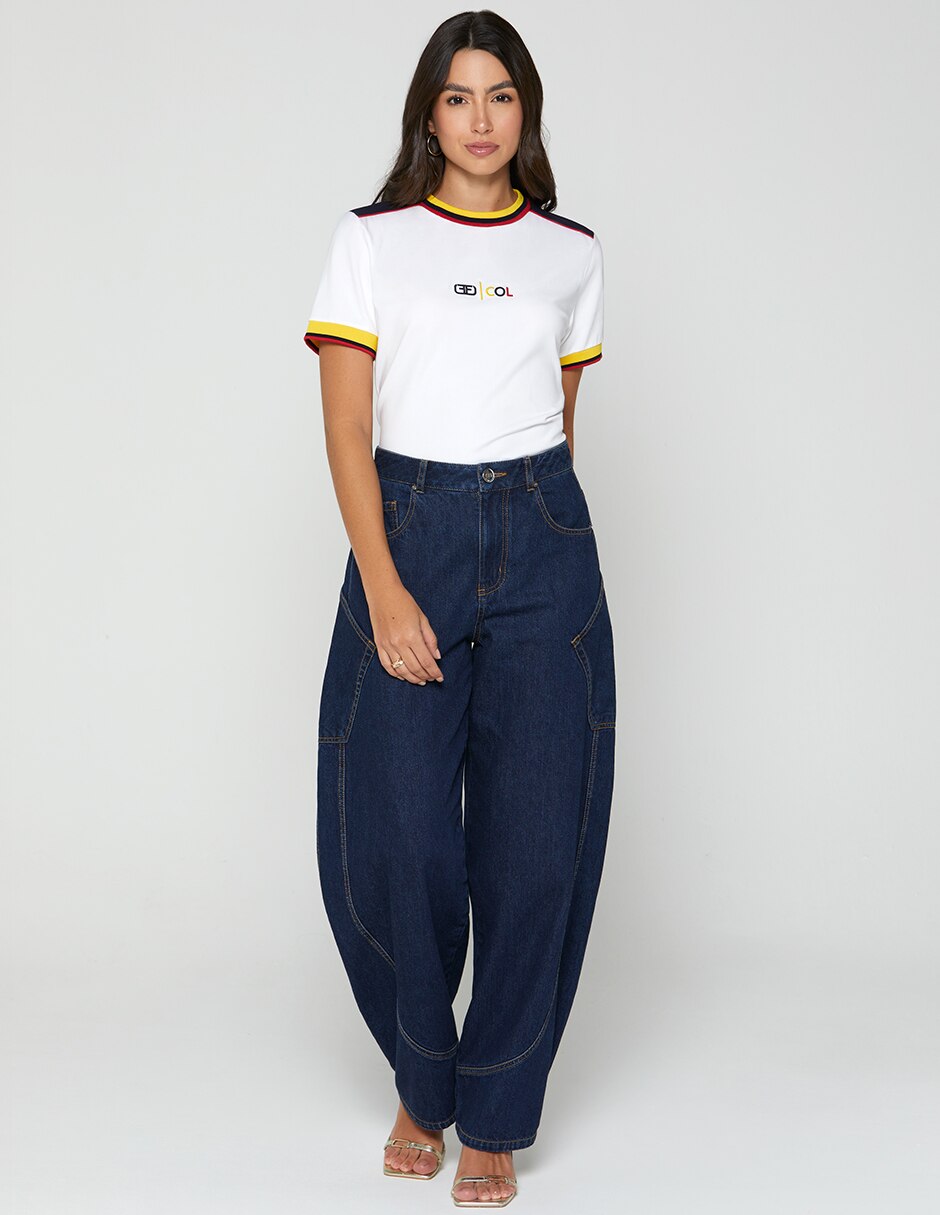 Playera manga corta Colombia cuello redondo mujer 2
