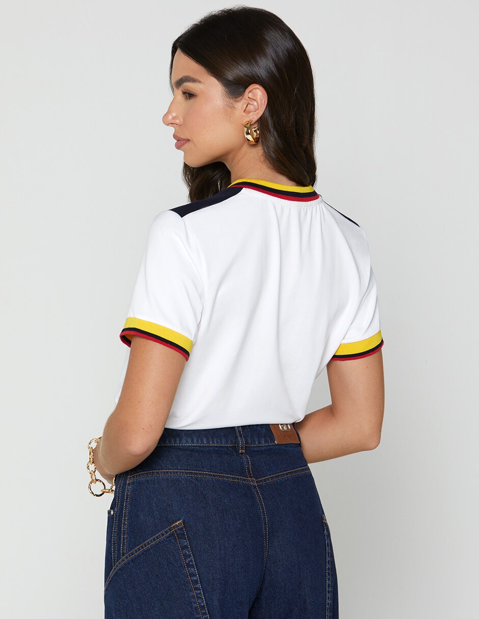 Playera manga corta Colombia cuello redondo mujer 4