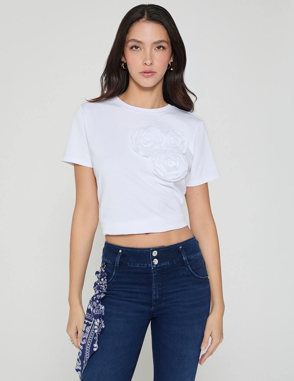 Playera manga corta cuello redondo para mujer Playera manga corta cuello redondo para mujer
