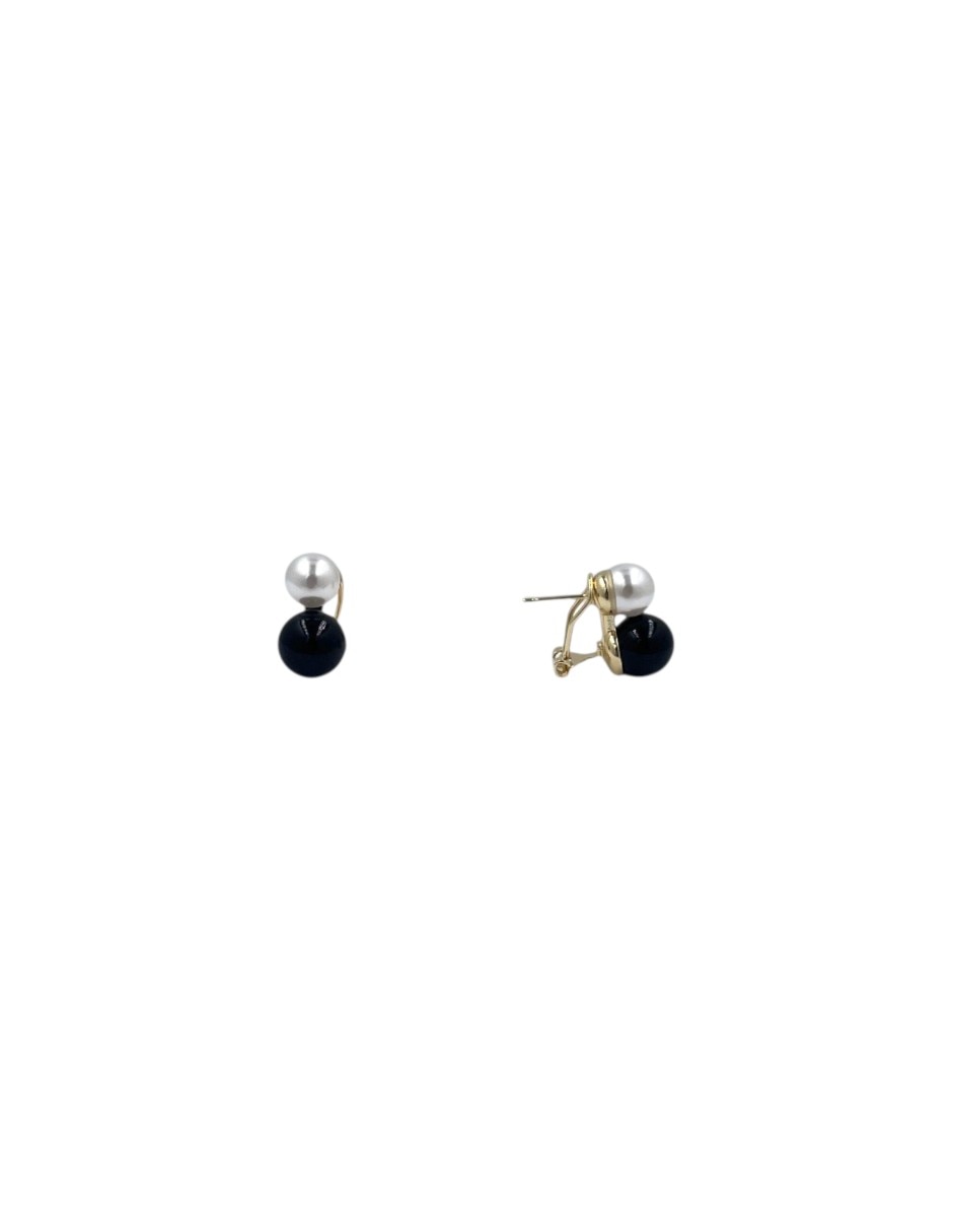 Aretes cortos ovalados de perla con acabado chapa de oro perla 3