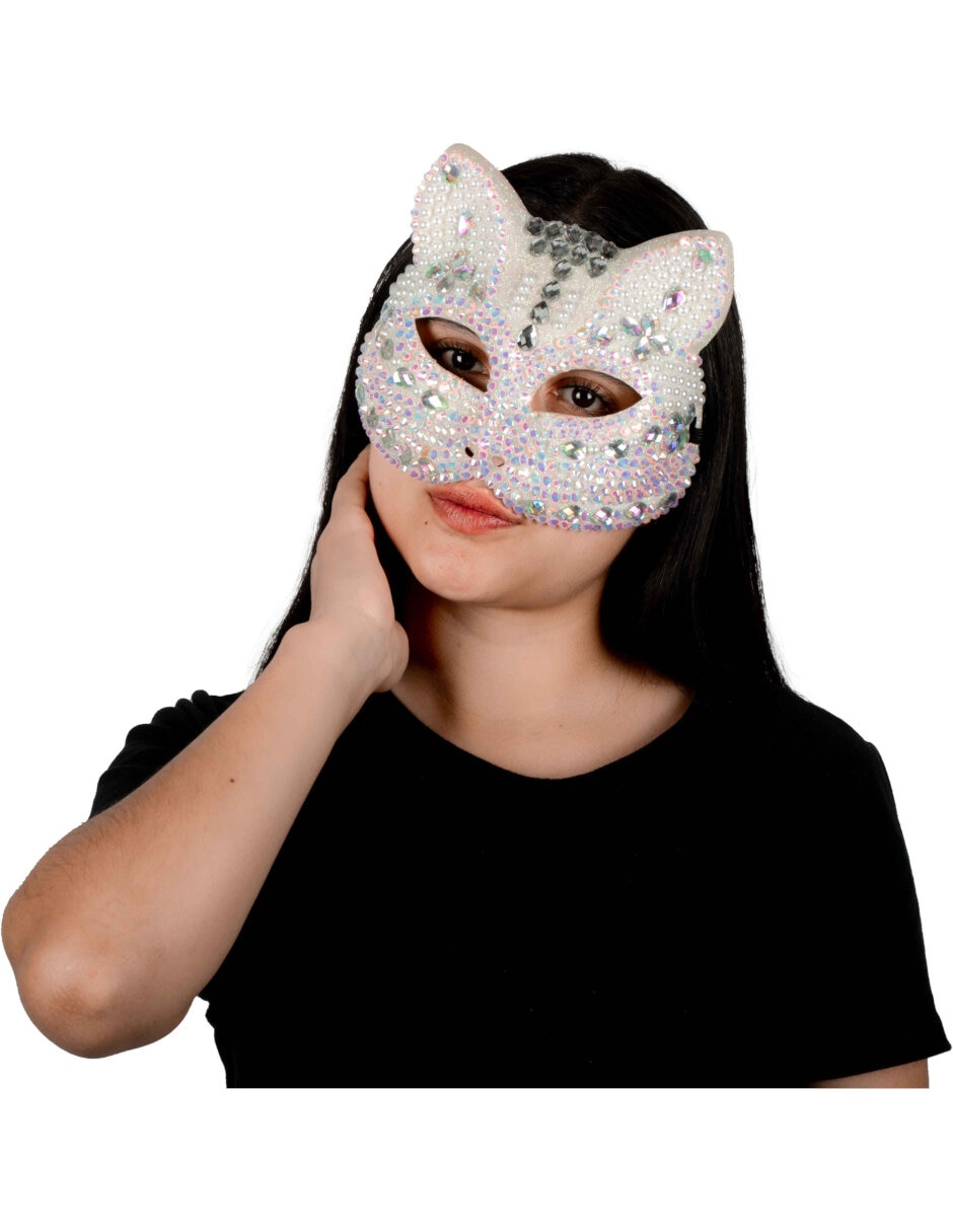 Antifaz para disfraz de Gatito con brillos Antifaz para disfraz de Gatito con brillos