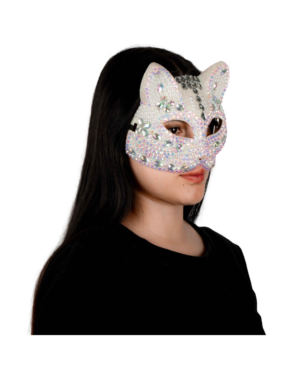 Antifaz para disfraz de Gatito con brillos 4