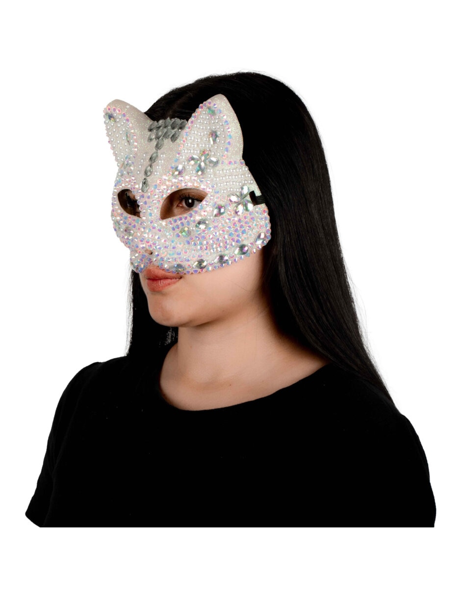 Antifaz para disfraz de Gatito con brillos 2